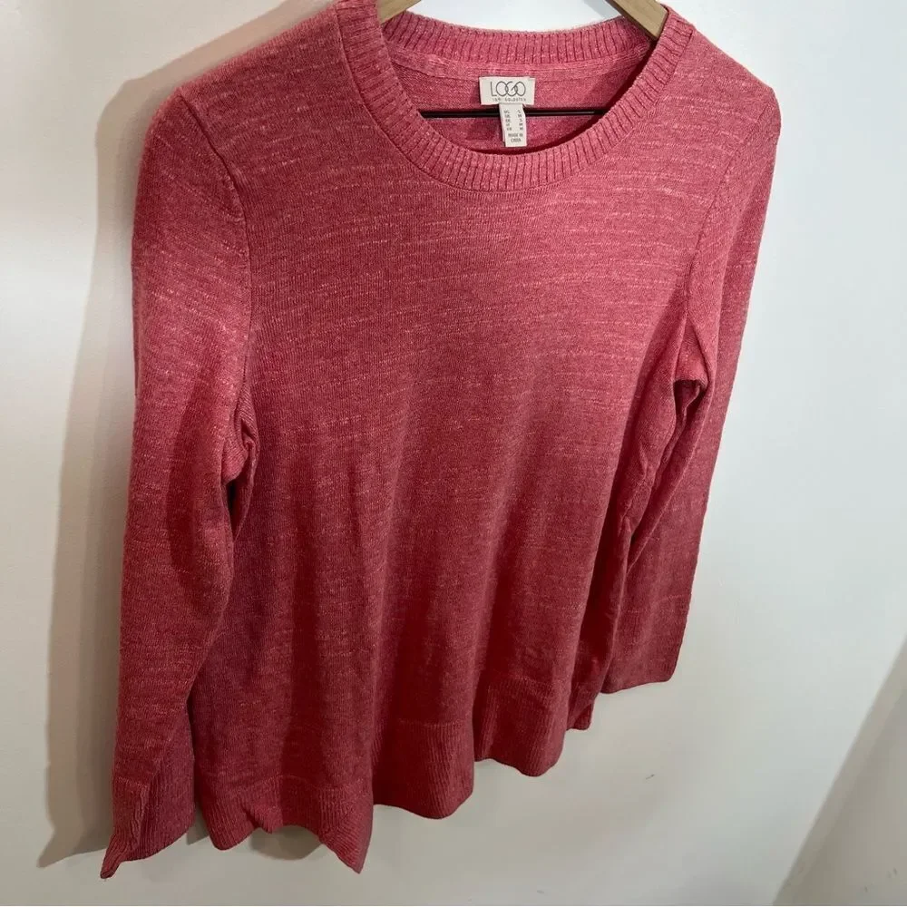 New Logo by Lori Goldstein Cotton Slub Knit Sweater w/ Angled Rib Hem | Size S